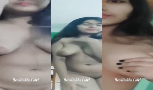Sexy Cute Hot Girl ne apne bade bade boobs dikhake nude video banaya