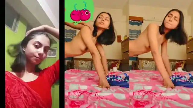 Slim GF ne pink bedsheet pe doggy style mein MMS banaya